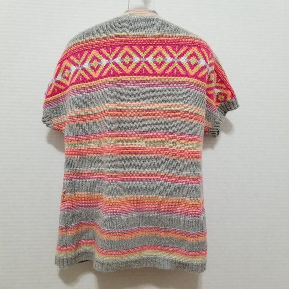 Justice cardigan 10 open front sweater striped fair isle tribal knit - Picture 3 of 10